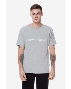 New Balance t-shirt męski kolor szary z nadrukiem MT21566AG-6AG