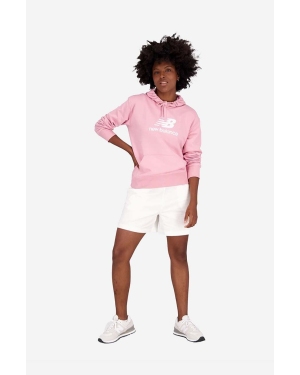 New Balance bluza damska kolor różowy z kapturem z nadrukiem WT31533HAO-HAO