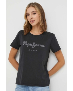 Pepe Jeans t-shirt bawełniany damski kolor czarny