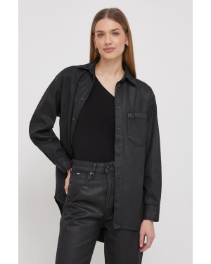 Pepe Jeans koszula bawełniana ALIX COATED damska kolor czarny relaxed z kołnierzykiem klasycznym