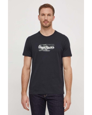Pepe Jeans t-shirt bawełniany Castle męski kolor czarny z nadrukiem