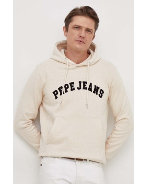 Pepe Jeans bluza bawełniana Rane męska kolor beżowy z kapturem melanżowa