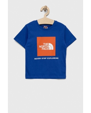 The North Face t-shirt bawełniany dziecięcy kolor niebieski z nadrukiem