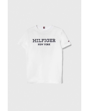 Tommy Hilfiger t-shirt bawełniany dziecięcy kolor biały z aplikacją