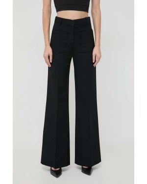 Victoria Beckham spodnie z domieszką wełny kolor czarny szerokie high waist