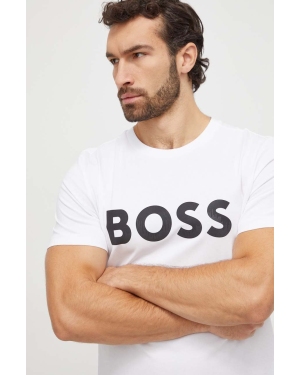 Boss Green t-shirt męski kolor biały z nadrukiem