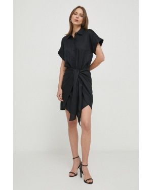 Lauren Ralph Lauren sukienka lniana kolor czarny mini prosta