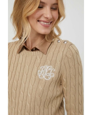 Lauren Ralph Lauren sweter bawełniany kolor beżowy