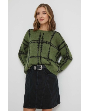 Sisley sweter z domieszką wełny damski kolor zielony ciepły