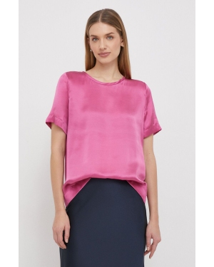 Sisley bluzka jedwabna kolor różowy gładka