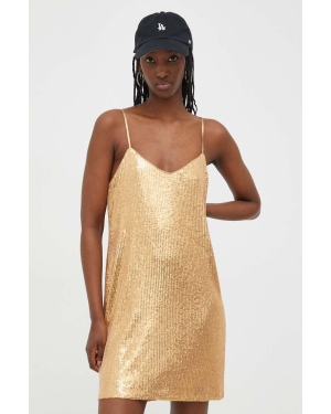 Superdry sukienka kolor złoty mini prosta