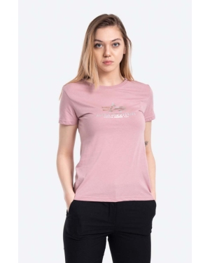 Alpha Industries t-shirt bawełniany New Basic T Foil Print kolor różowy 196051FP.531-ROZOWY
