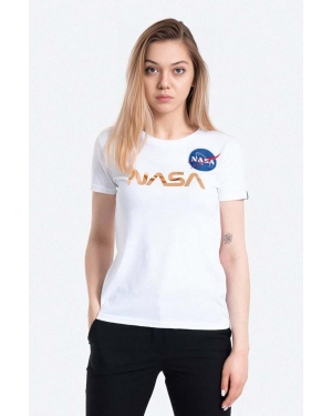 Alpha Industries t-shirt bawełniany NASA Pm T kolor biały 198053.438-BIALY