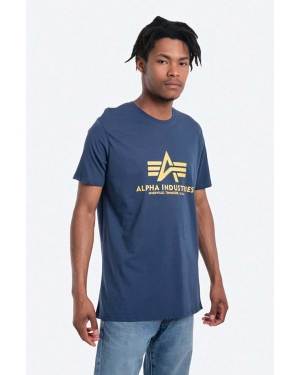 Alpha Industries t-shirt bawełniany Basic T-Shirt męski kolor niebieski z nadrukiem 100501.435