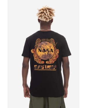 Alpha Industries t-shirt bawełniany Alpha Industries NASA Davinci T 136508 03 kolor czarny z nadrukiem 136508.03-CZARNY