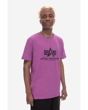 Alpha Industries t-shirt bawełniany kolor fioletowy z nadrukiem 100501.677-FIOLETOWY