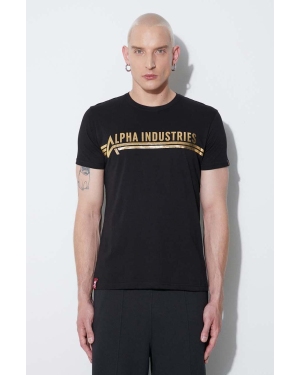 Alpha Industries t-shirt bawełniany kolor czarny z nadrukiem 126505.583-CZARNY