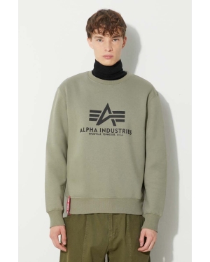 Alpha Industries bluza Basic Sweater męska kolor zielony z nadrukiem 178302.11