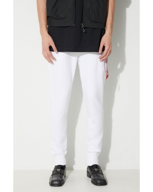 Alpha Industries spodnie dresowe kolor biały gładkie