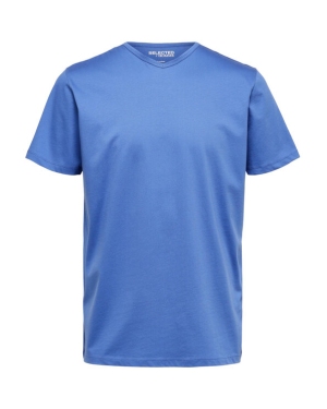 Selected Homme T-Shirt 16088574 Niebieski Regular Fit