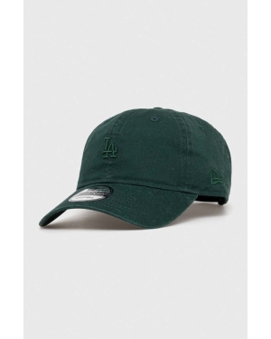 New Era czapka z daszkiem bawełniana kolor zielony gładka LOS ANGELES DODGERS