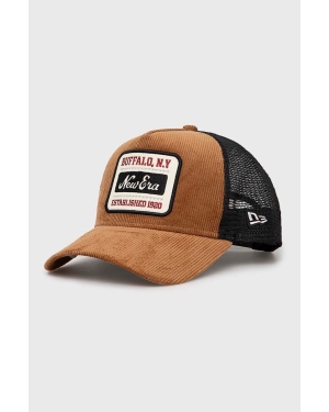 New Era czapka z daszkiem Cuff Beanie kolor brązowy z aplikacją 60364187