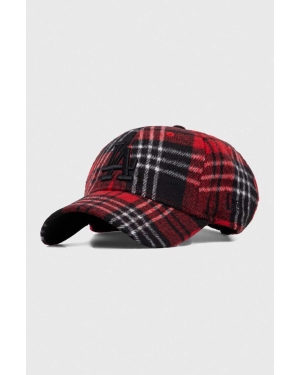 New Era czapka z daszkiem z domieszką wełny kolor czerwony wzorzysta LOS ANGELES DODGERS
