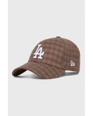 New Era czapka z daszkiem kolor beżowy wzorzysta LOS ANGELES DODGERS