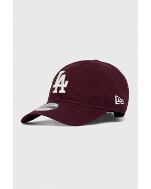 New Era czapka z daszkiem bawełniana kolor bordowy z aplikacją LOS ANGELES DODGERS