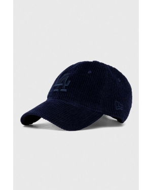 New Era czapka z daszkiem sztruksowa kolor granatowy z aplikacją LOS ANGELES DODGERS