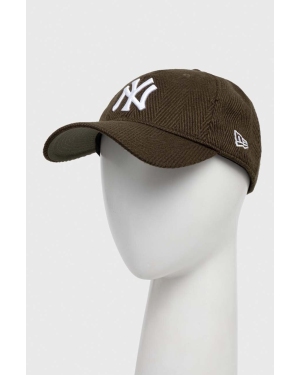 New Era czapka z daszkiem z domieszką wełny kolor zielony z aplikacją NEW YORK YANKEES