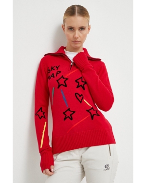 Rossignol sweter wełniany JCC damski kolor czerwony z golfem