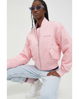 Tommy Jeans kurtka bomber damski kolor różowy przejściowa