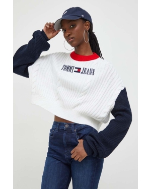 Tommy Jeans sweter damski kolor beżowy lekki DW0DW17497
