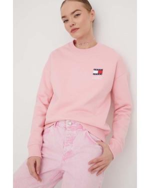 Tommy Jeans bluza bawełniana damska kolor różowy z nadrukiem