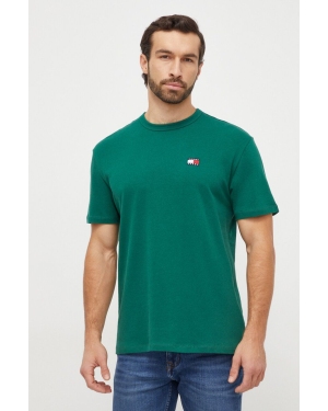Tommy Jeans t-shirt bawełniany kolor zielony z aplikacją DM0DM17995