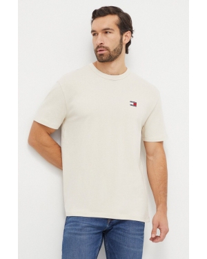 Tommy Jeans t-shirt bawełniany kolor beżowy z aplikacją DM0DM17995