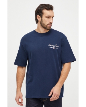 Tommy Jeans t-shirt bawełniany męski kolor granatowy z aplikacją DM0DM18273