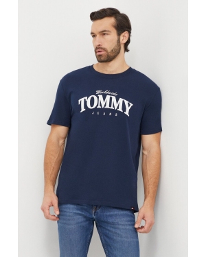 Tommy Jeans t-shirt bawełniany męski kolor granatowy z nadrukiem DM0DM18274