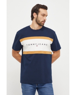 Tommy Jeans t-shirt bawełniany męski kolor granatowy wzorzysty DM0DM18427