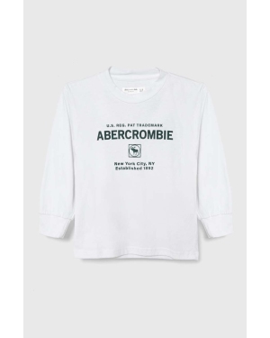 Abercrombie & Fitch longsleeve dziecięcy kolor biały z nadrukiem