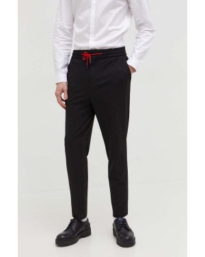 HUGO spodnie męskie kolor czarny dopasowane 50510063