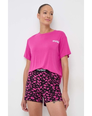 HUGO t-shirt lounge kolor różowy
