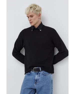 HUGO sweter bawełniany kolor czarny