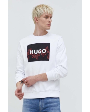 HUGO bluza bawełniana męska kolor biały z nadrukiem 50506990