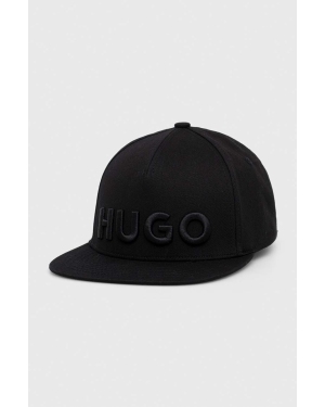 HUGO czapka z daszkiem kolor czarny z aplikacją