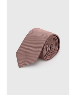 HUGO krawat jedwabny kolor beżowy