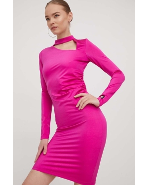 HUGO sukienka kolor różowy mini dopasowana