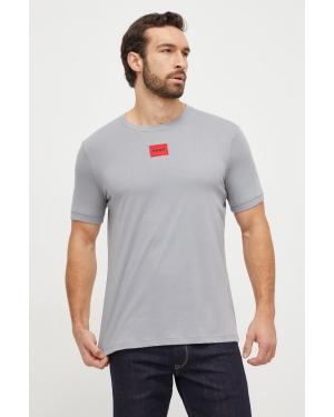 HUGO t-shirt bawełniany kolor szary z aplikacją
