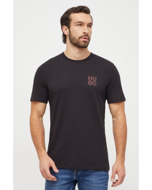 HUGO t-shirt bawełniany 2-pack kolor czarny z nadrukiem